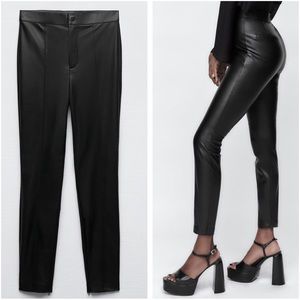 Zara Black Faux Leather High Rise Skinny Legging Pants